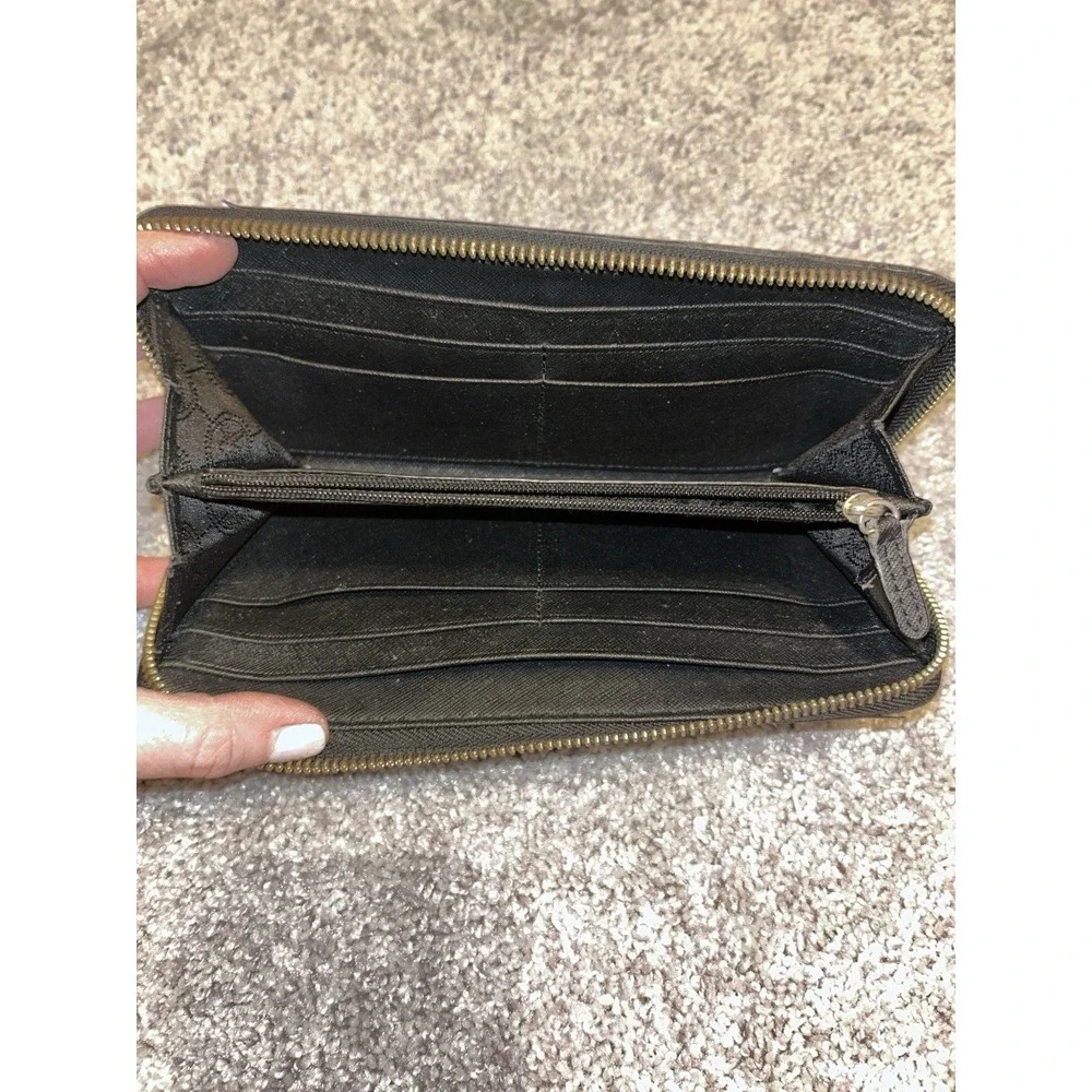 Michael Kors Wallet‎ Croc Embossed Black Zip-around Gold Zipper